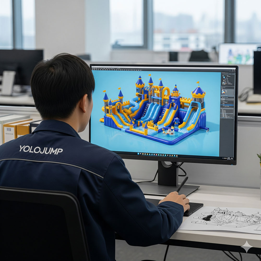 Inflatable water slide designer