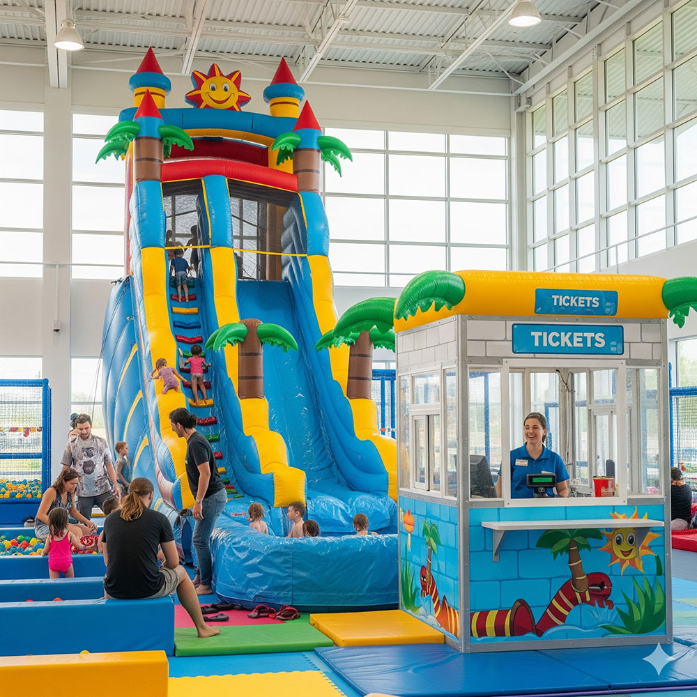 inflatable water slide at kids play center