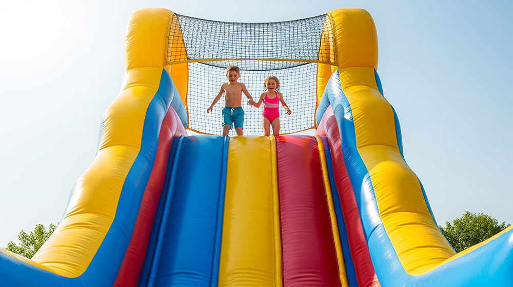inflatable water slide with protective net