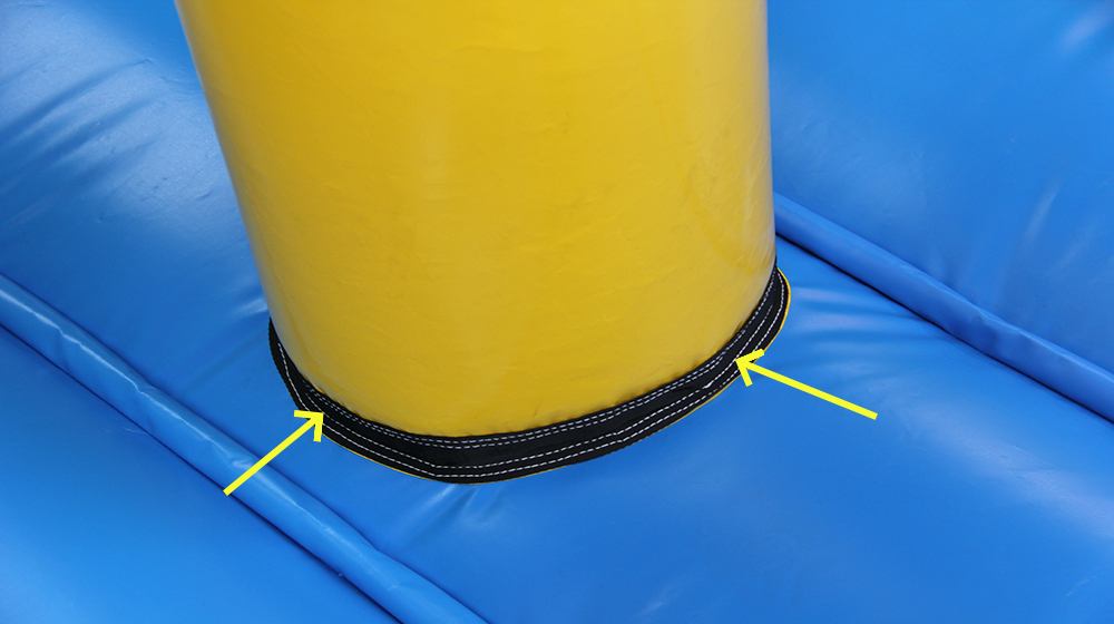 The seams of the cylinder inside the inflatable water slide