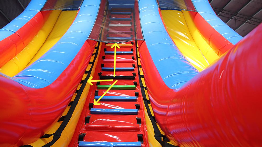 Climbing element of inflatable water slide