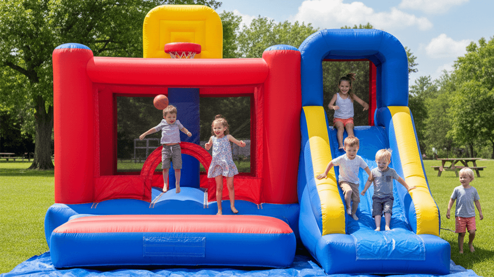 Bounce Houses with Basketball Hoop