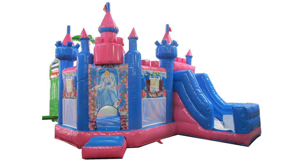 Disney themed combo bounce houses with slides