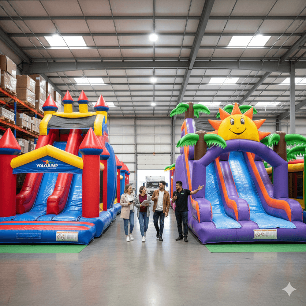 bounce house with slide at rental company