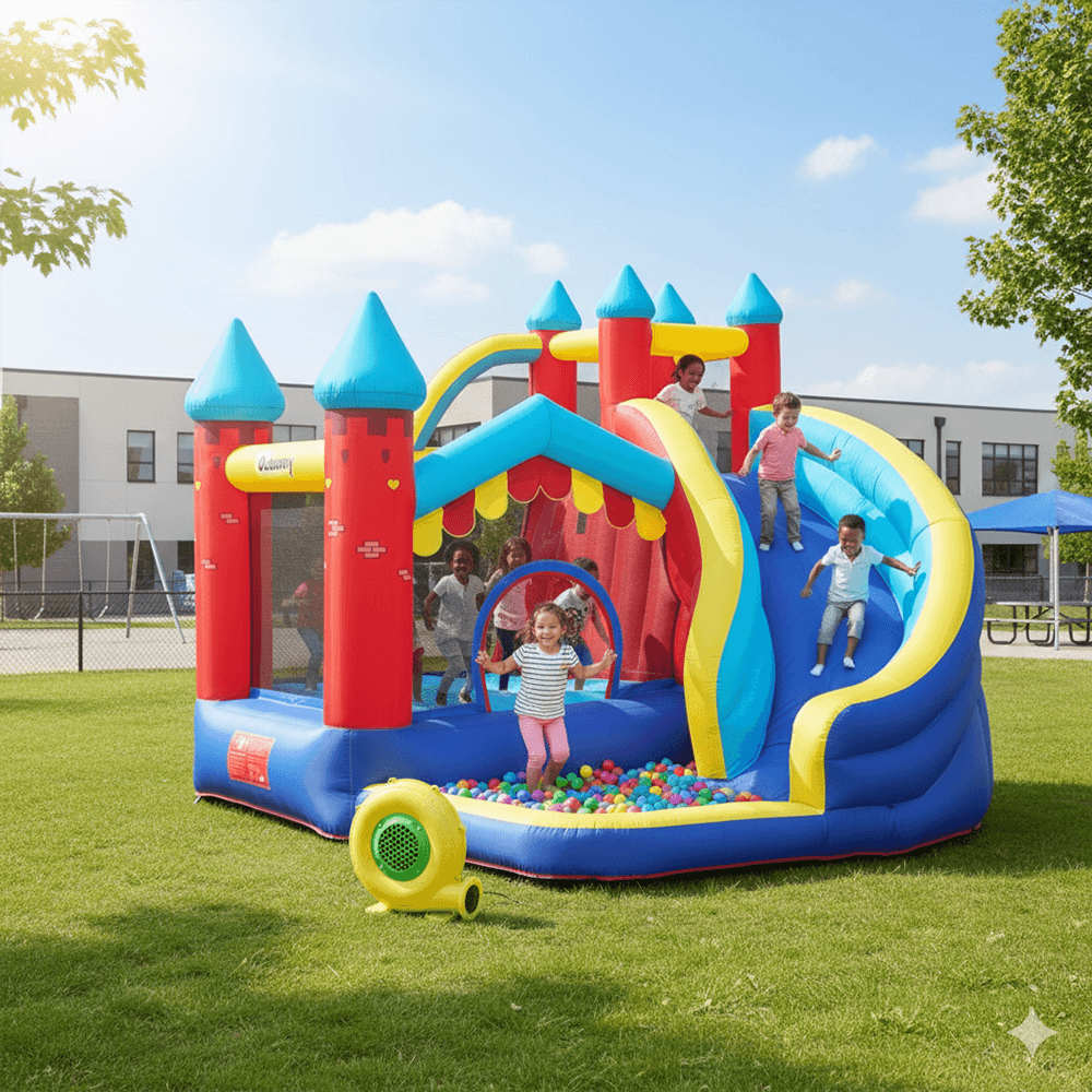 bounce-house-with-slide-at-shool