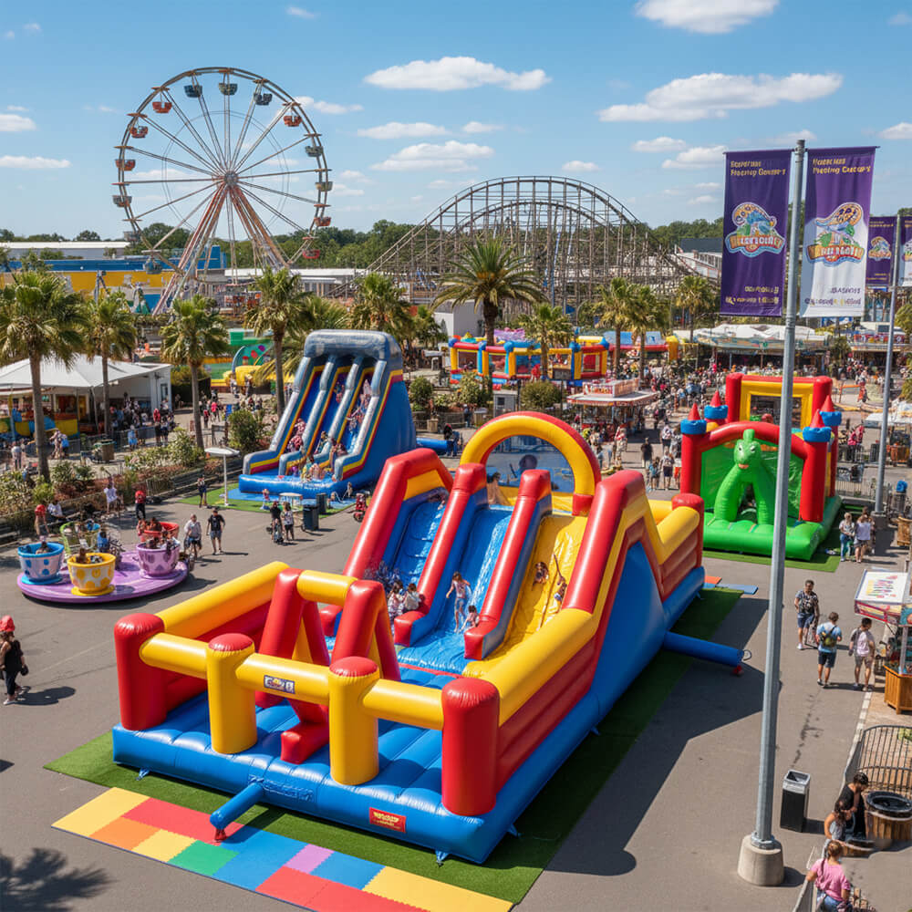 inflatables at amusement park