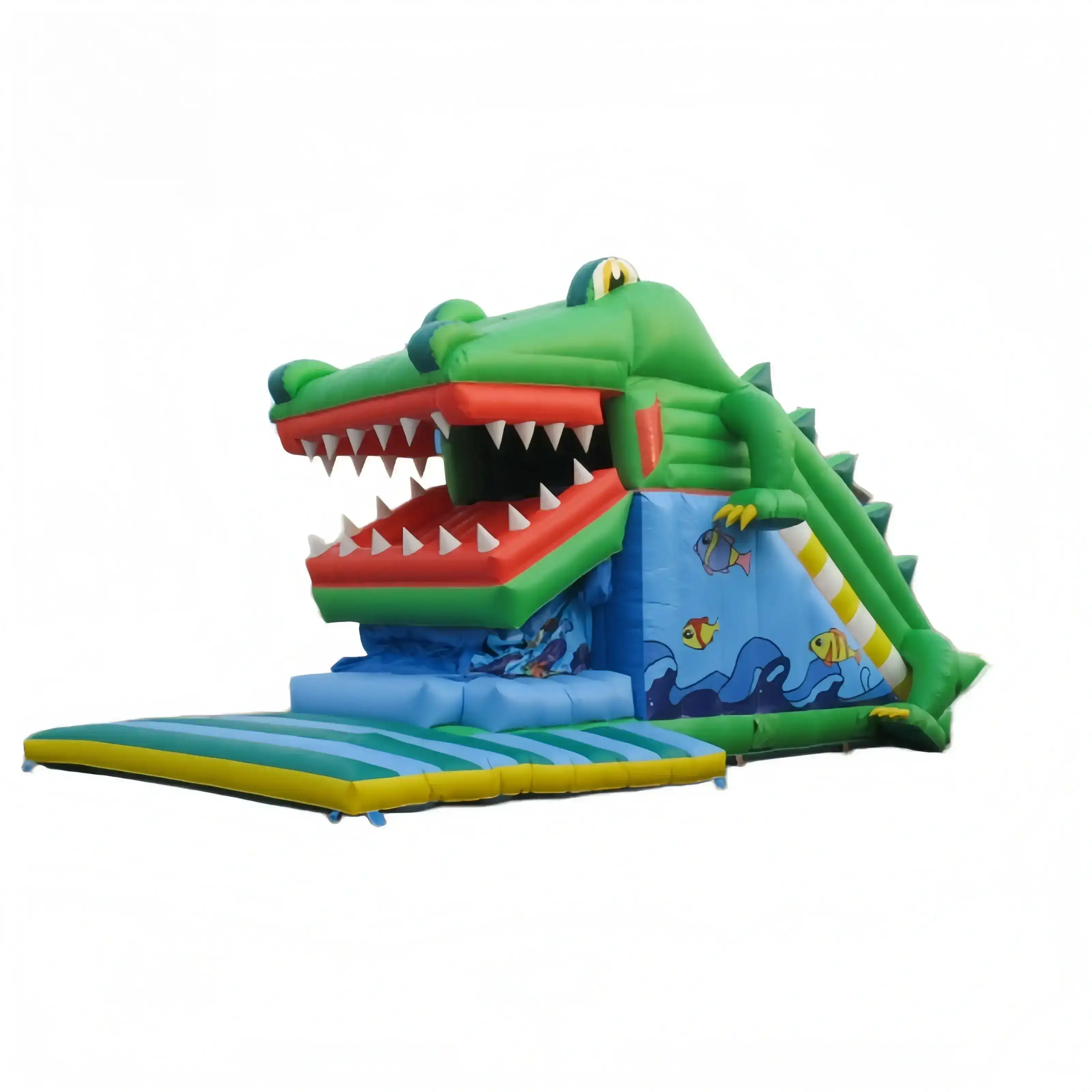 14 foot best crocodile shape rear loading inflatable water slides (3)