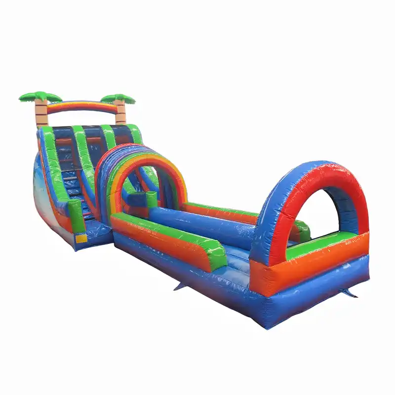 20 ft tropical surf double lanes with slip inflatable water slide (4)