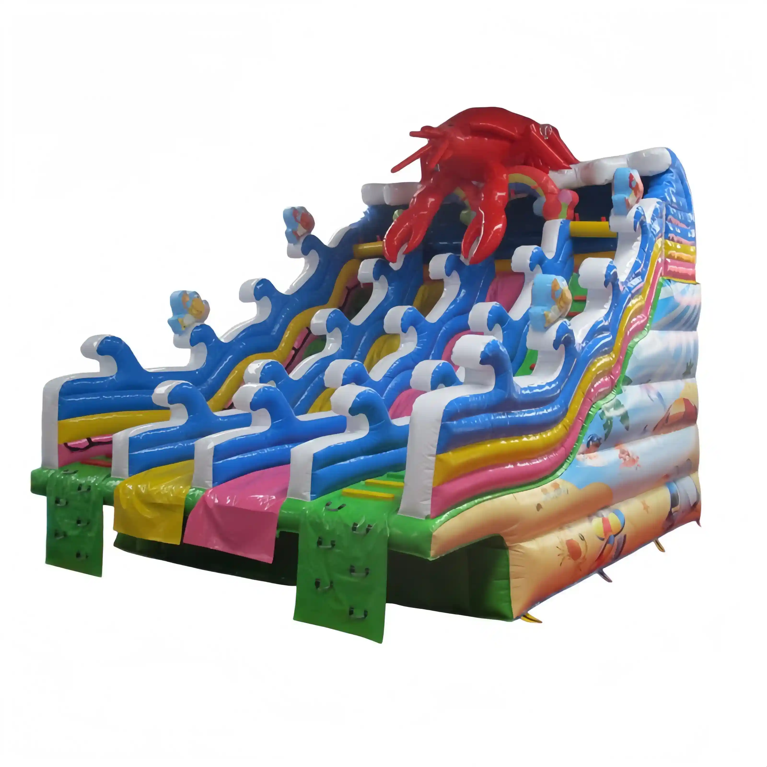 27 ft crayfish design double lane wet dry inflatable bouncy water slide_副本