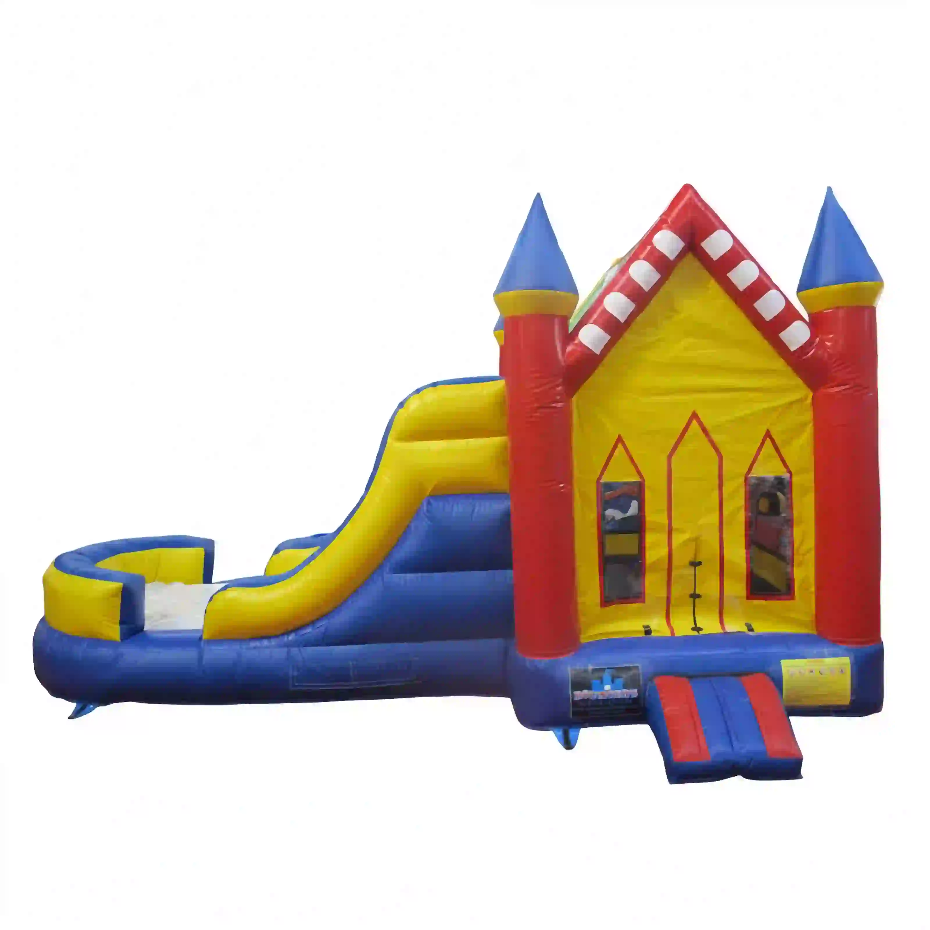 little house primary color bounce house with slide 05