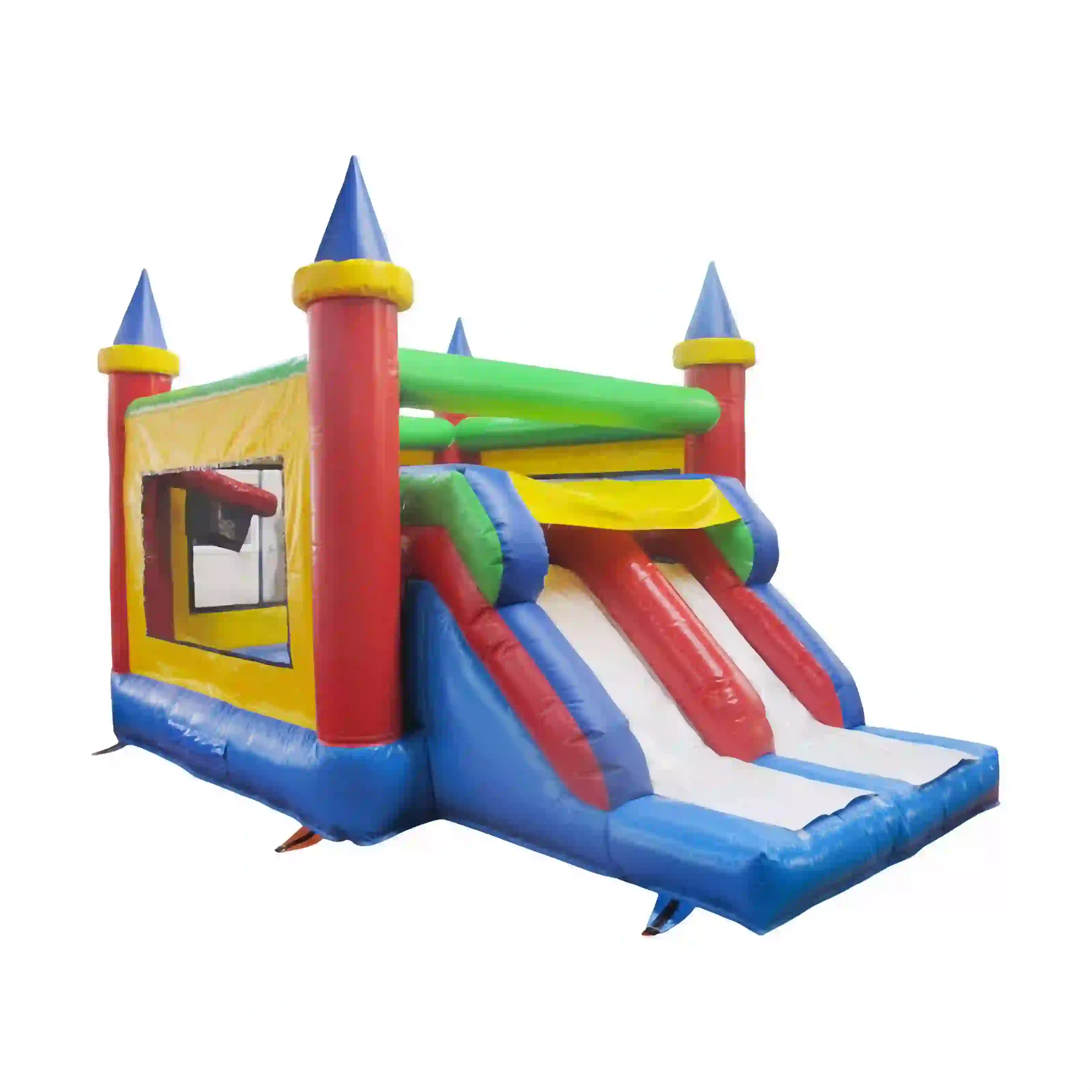 little house primary color commercial bounce house with slide 05