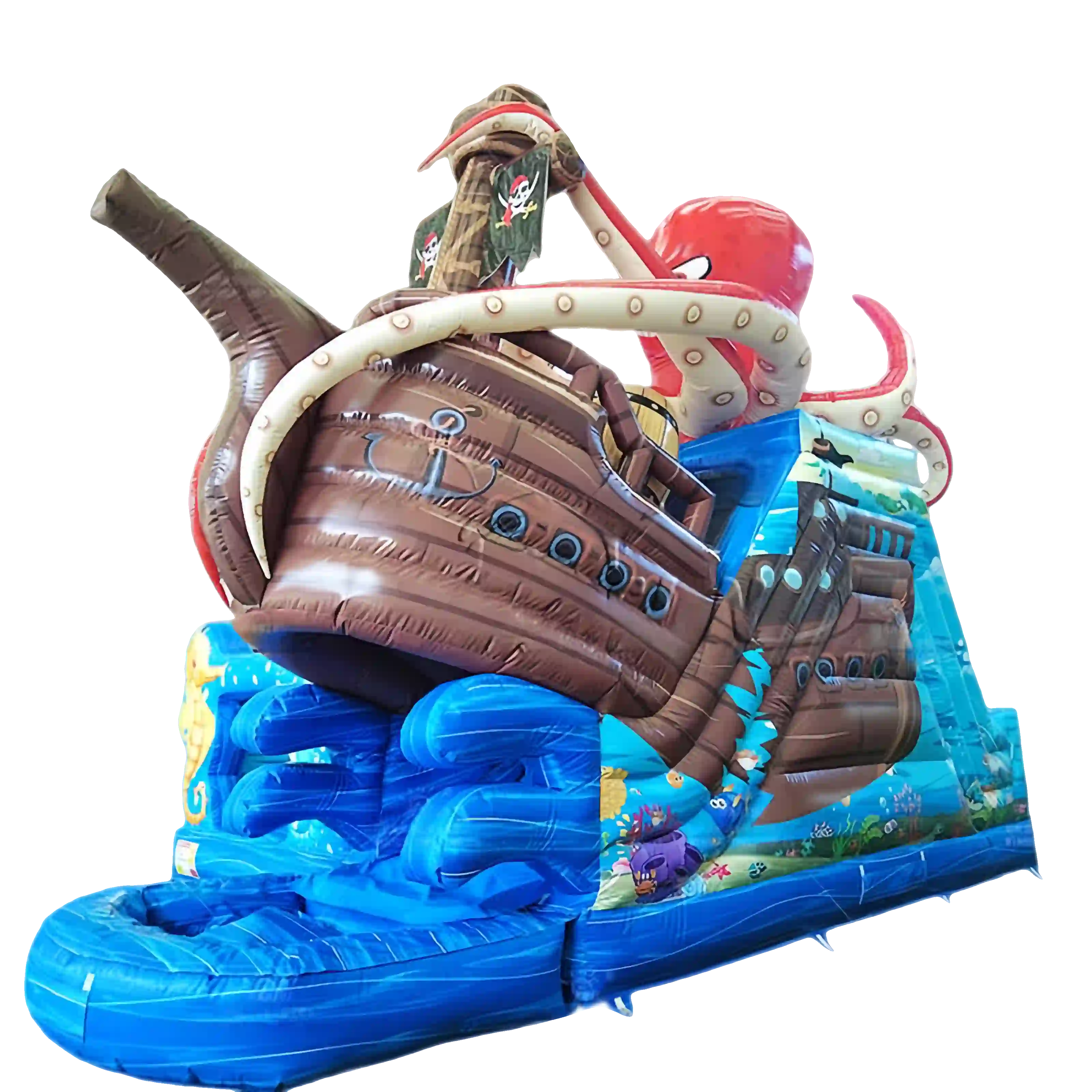 octopus pirate ship wet dry obstacle combo bounce house (3)