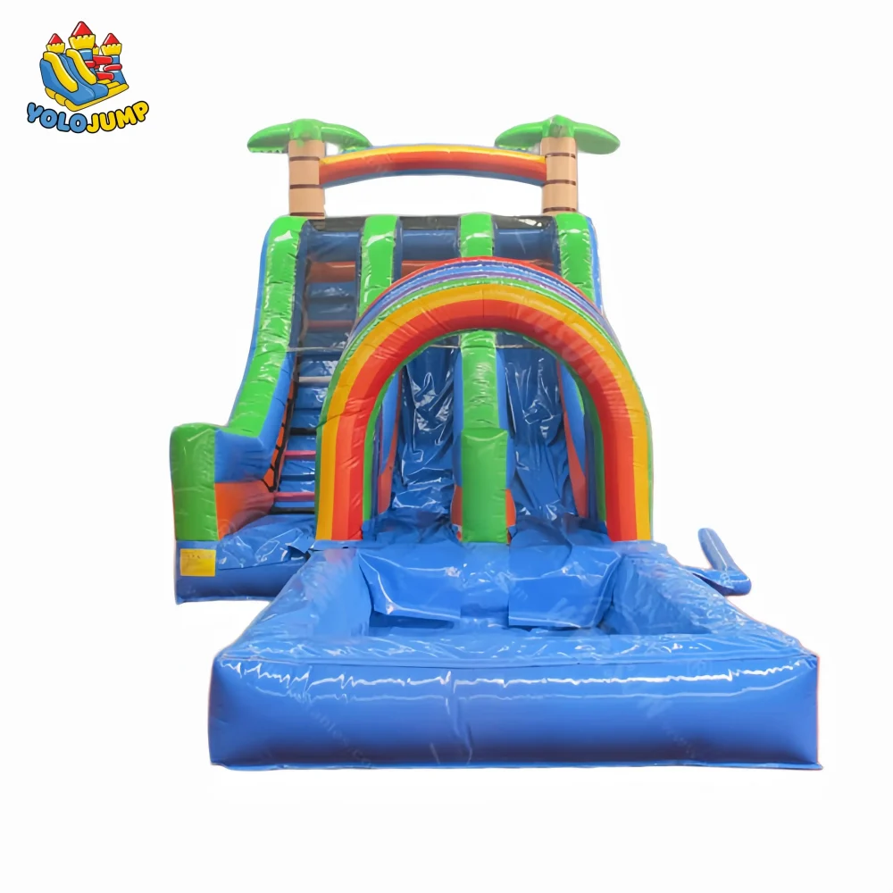 16 ft tropical surf double lanes with pool water slide | inflatable water slide (3)