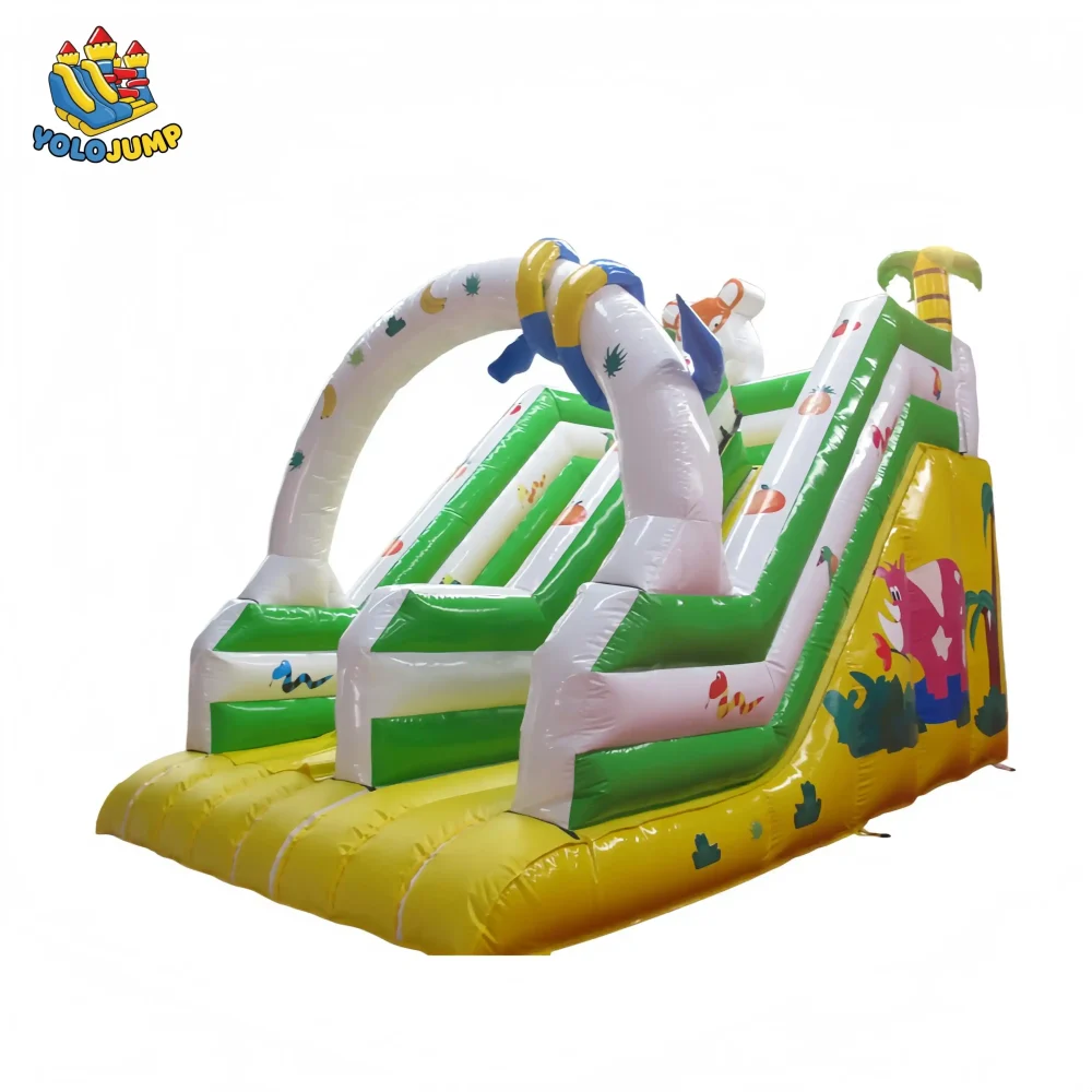 16 Ft single lane wet dry inflatable water slide (2)