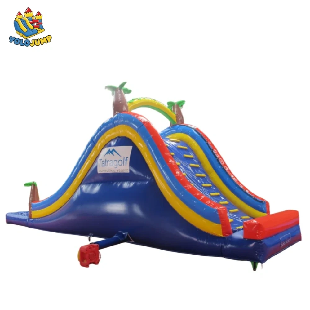 16 ft primary colors single lane inflatable water slide with pool (5)
