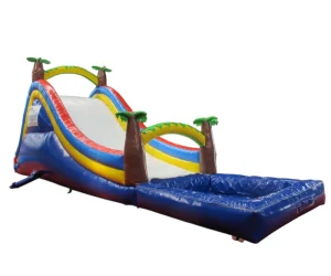 16 ft primary colors single lane inflatable water slide with pool (6)