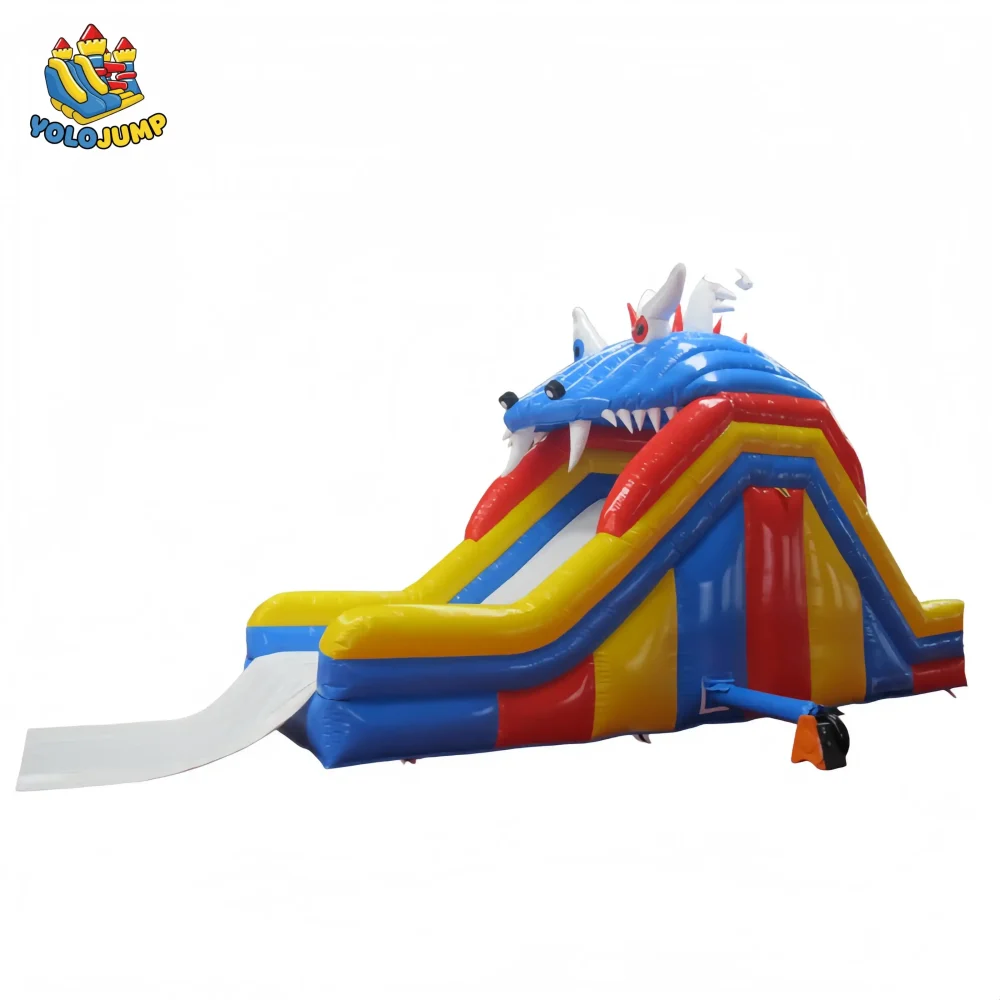 19 foot dragon single lane primary colors inflatable water slide for sale (4)