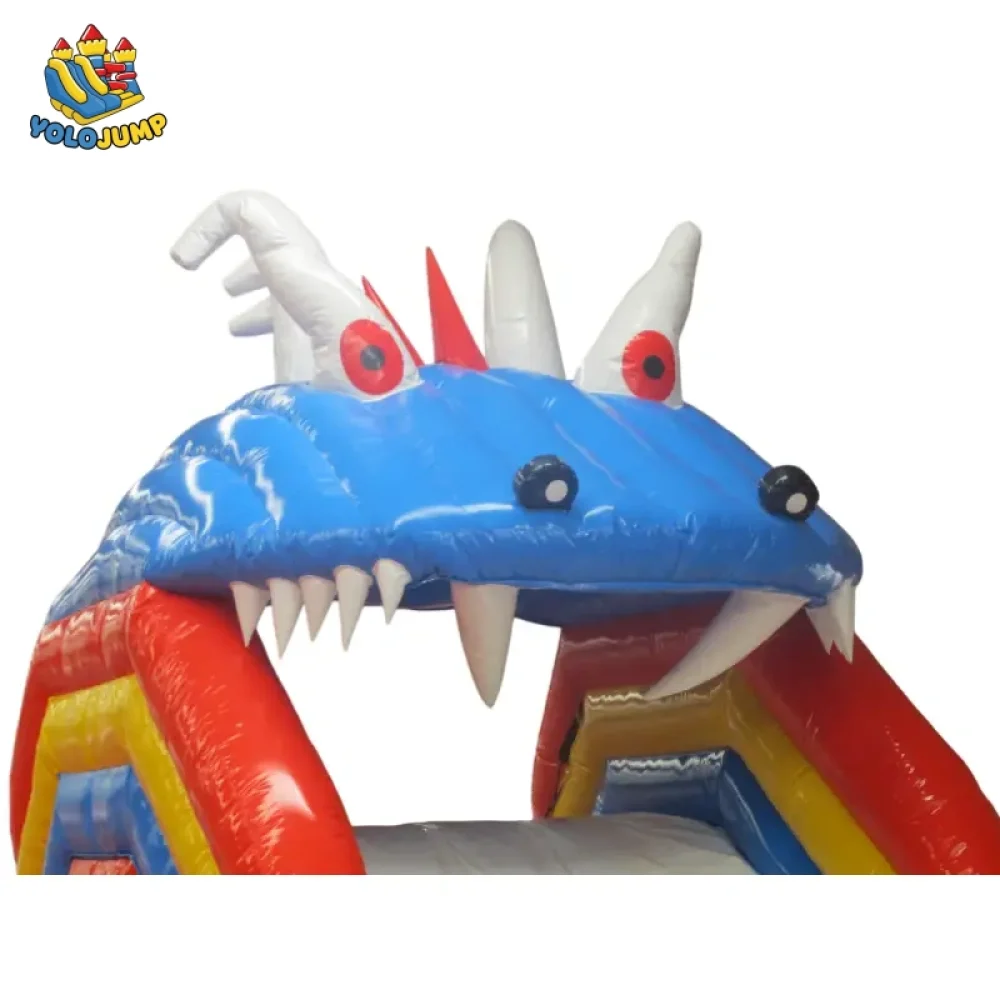 19 foot dragon single lane primary colors inflatable water slide for sale
