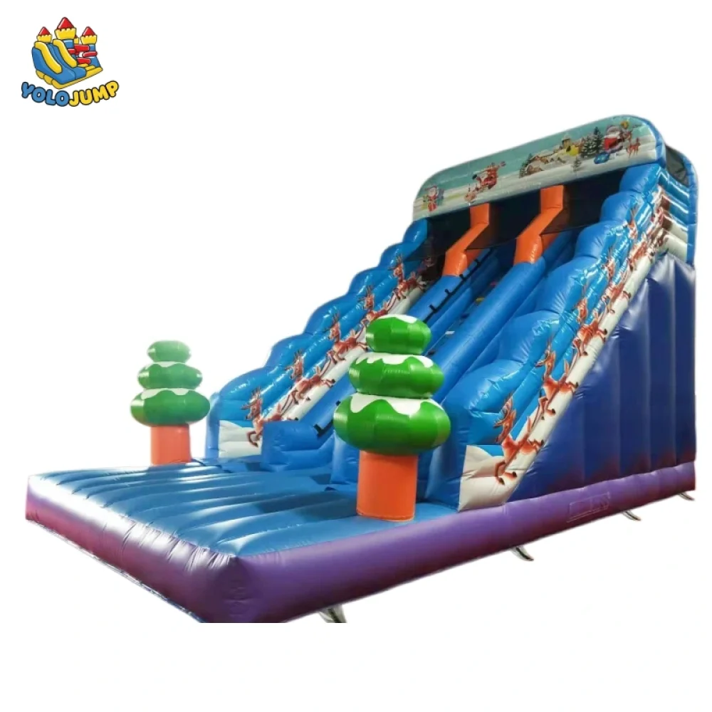 20 ft Christmas Double Lane Wet Dry Inflatable Water Slide (3)