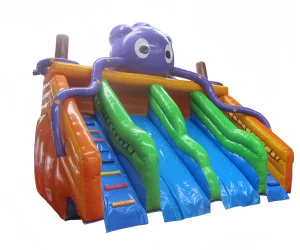 20 ft Octopus theme double lane wet dry inflatable water slide 06
