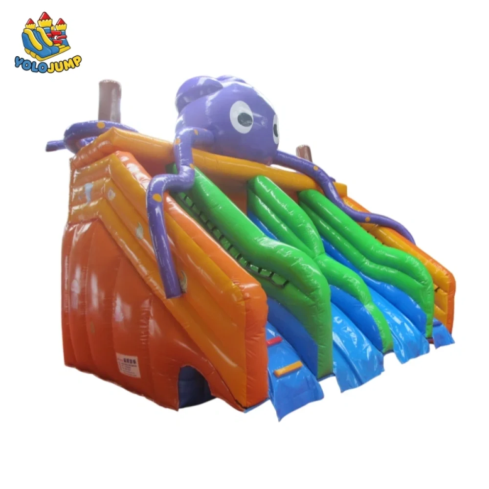 20 ft Octopus theme double lane wet dry inflatable water slide 07