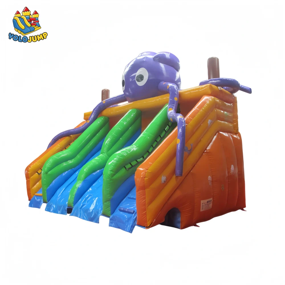 20 ft Octopus theme double lane wet dry inflatable water slide (3)