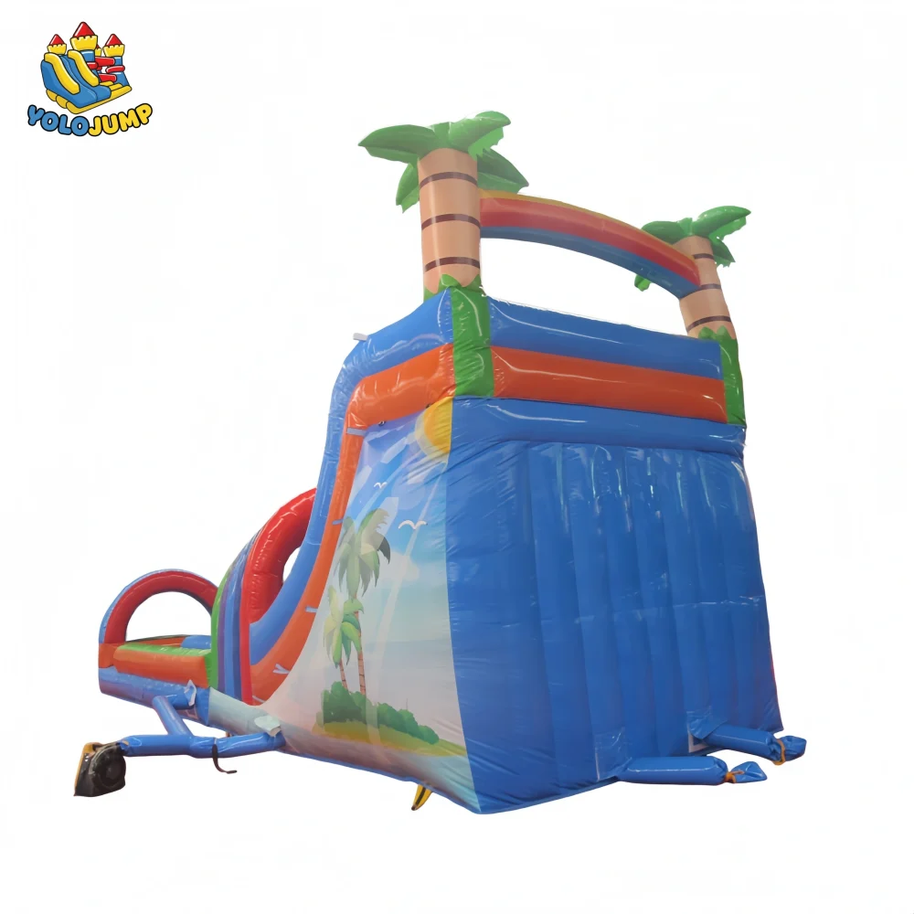 20 ft tropical surf double lanes with slip inflatable water slide (2)