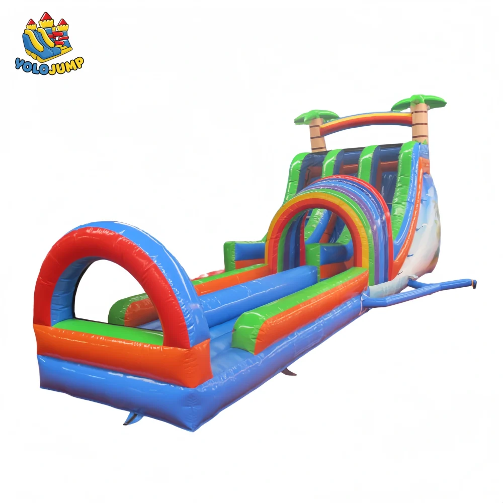 20 ft tropical surf double lanes with slip inflatable water slide (3)