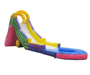21 ft single lane rear loading primary colors inflatable water slide (4)