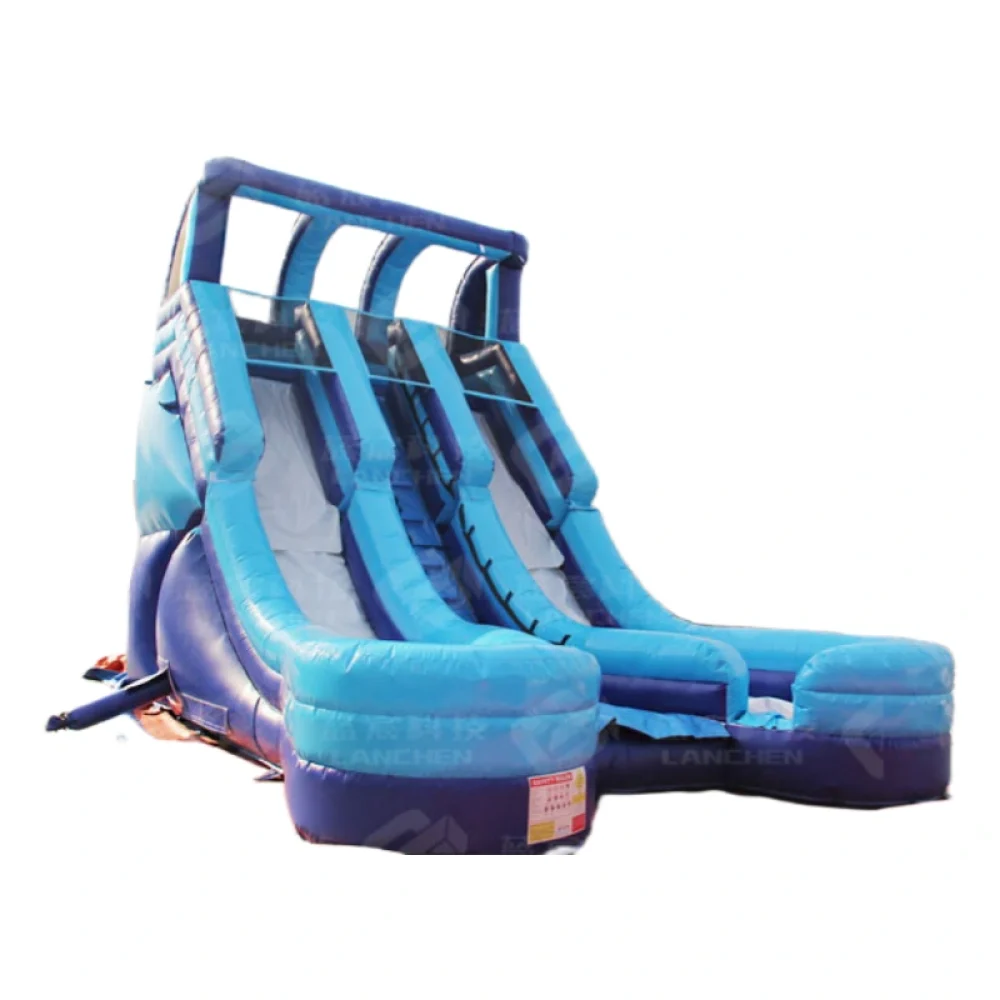 22 ft blue magic double drop lane inflatable water slide 05
