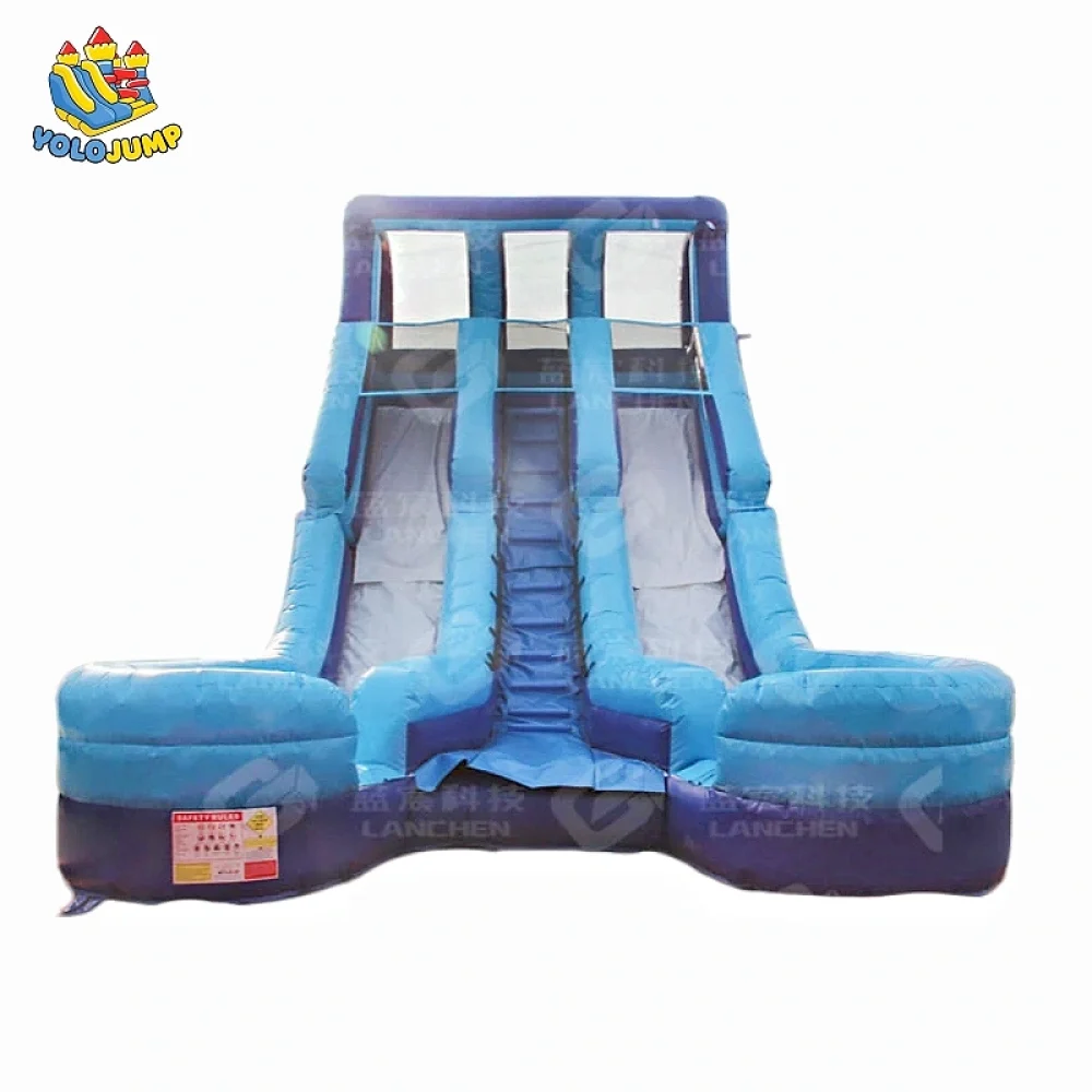 22 ft blue magic double drop lane inflatable water slide (2)