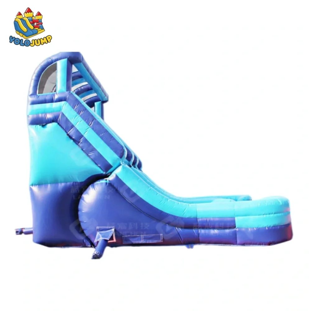 22 ft blue magic double drop lane inflatable water slide (4)