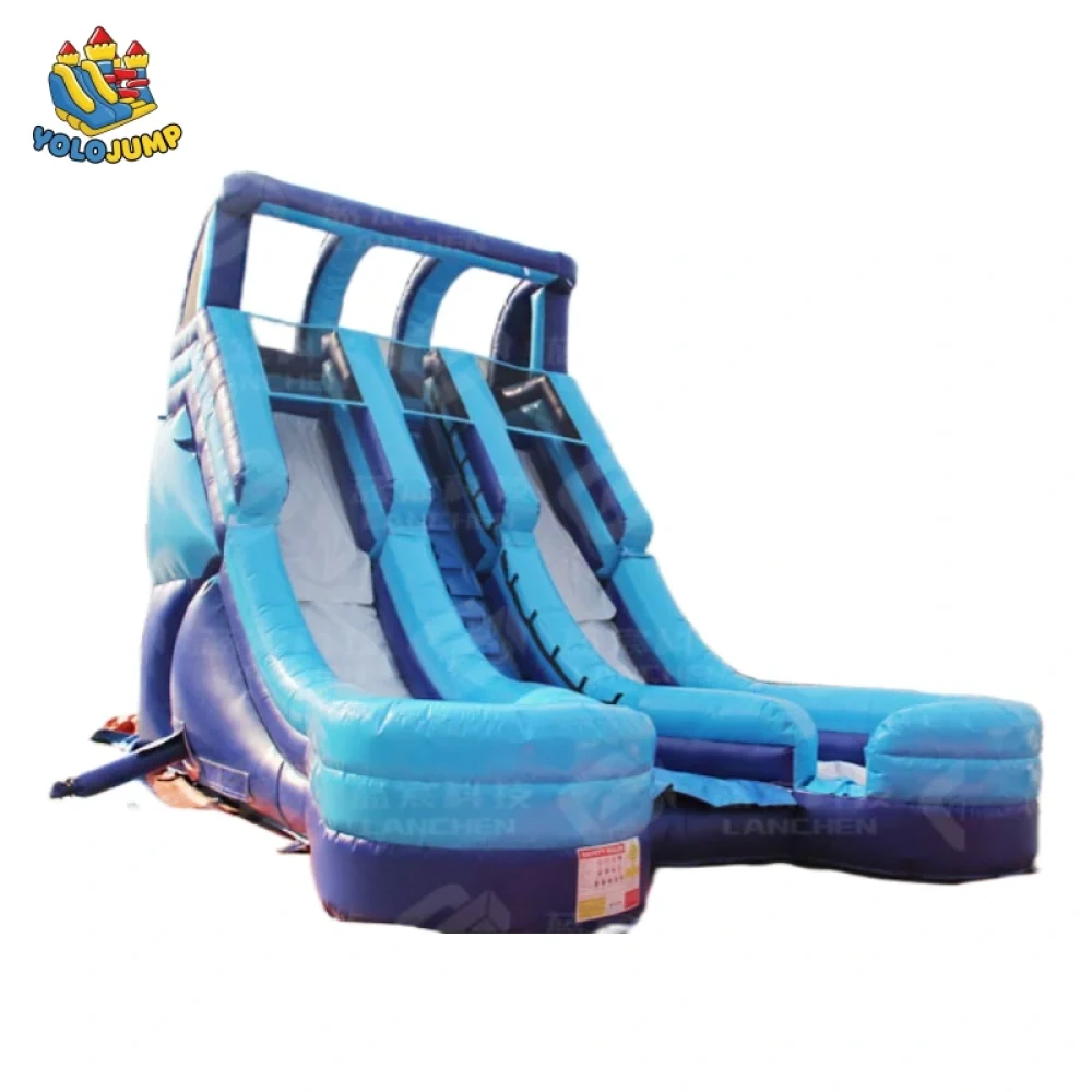 22 ft blue magic double drop lane inflatable water slide
