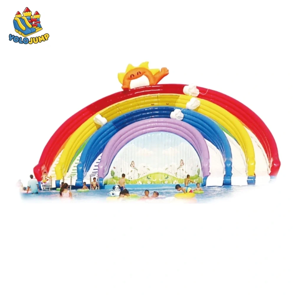 22 ft rainbow theme three lanes inflatable water slide (2)