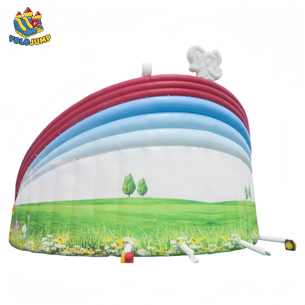 22 ft rainbow theme three lanes inflatable water slide (3)