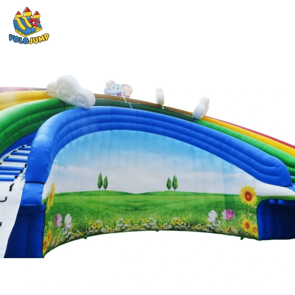 22 ft rainbow theme three lanes inflatable water slide (4)