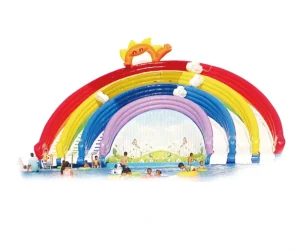 22 ft rainbow theme three lanes inflatable water slide