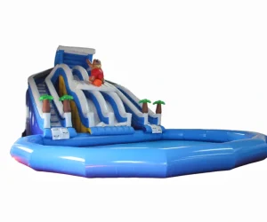 25 ft tropical hawaiian double lane water slide commercial inflatable water slides