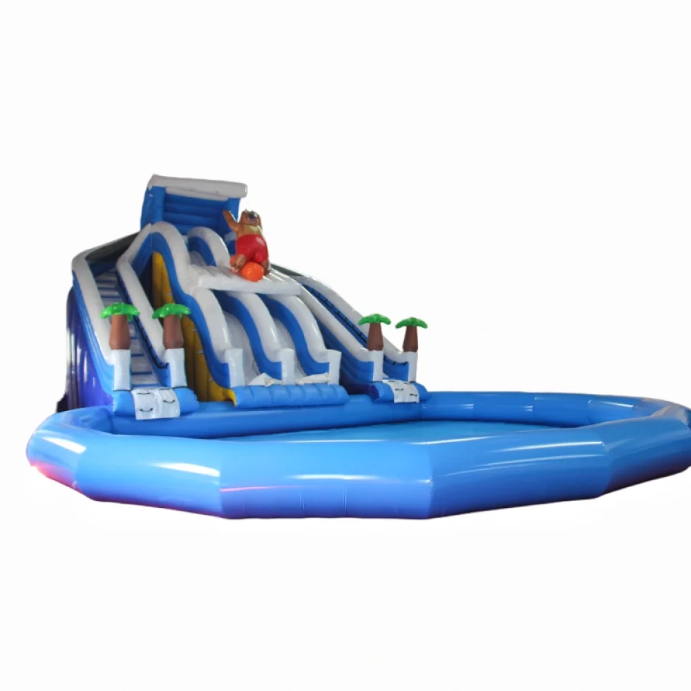 25 ft tropical hawaiian double lane water slide commercial inflatable water slides