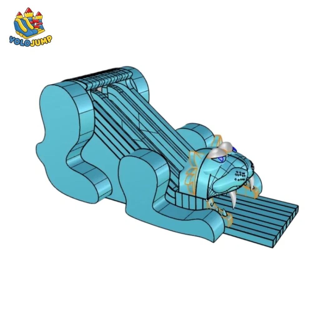 26 ft Tiger theme Droup Down Inflatable Water Slide For Sale (5)