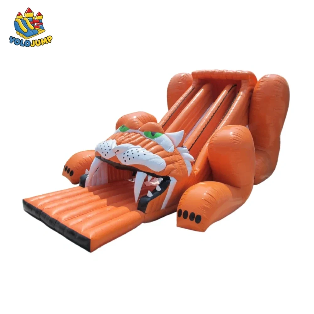 26 ft Tiger theme Droup Down Inflatable Water Slide For Sale