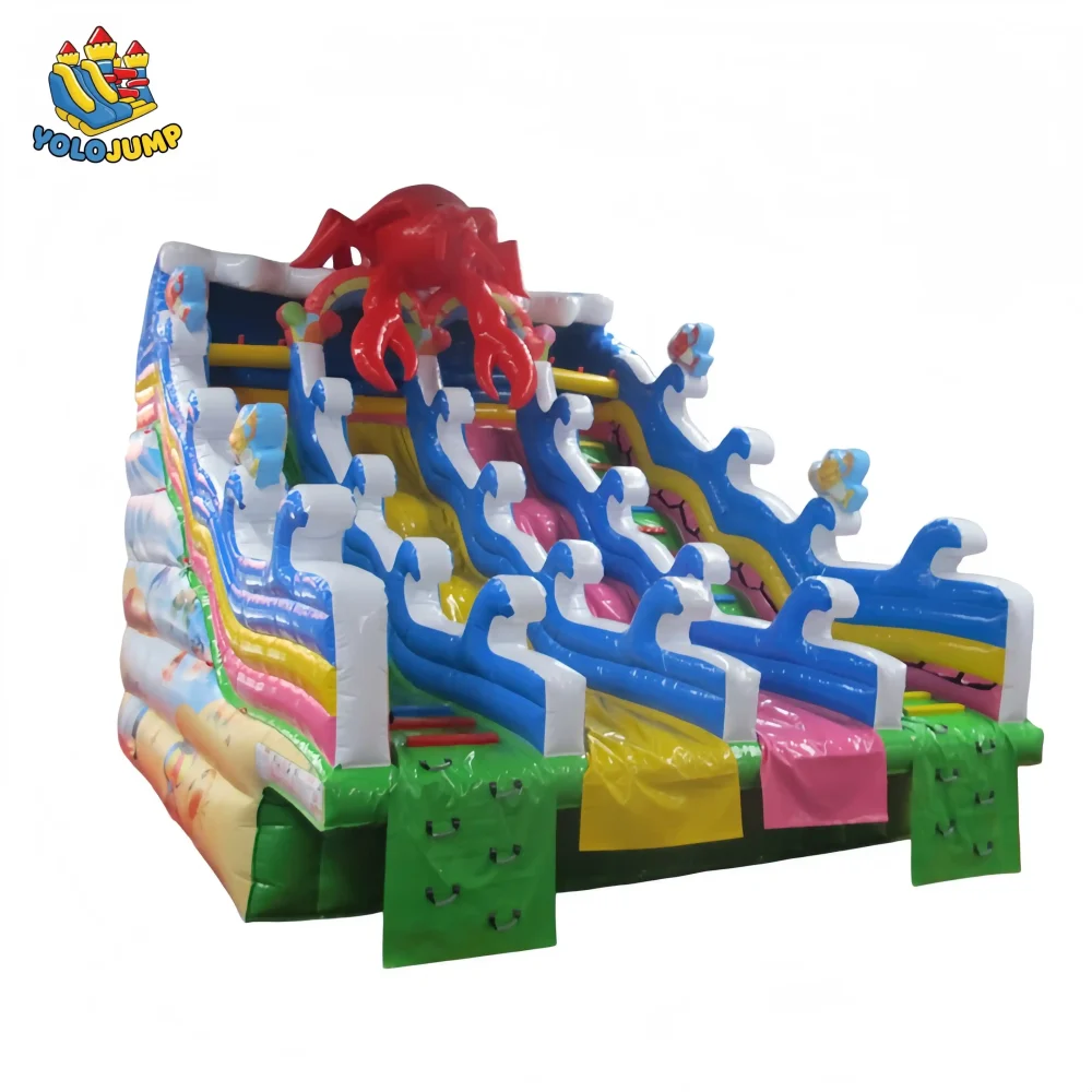 27 ft crayfish design double lane wet dry inflatable bouncy water slide (2)
