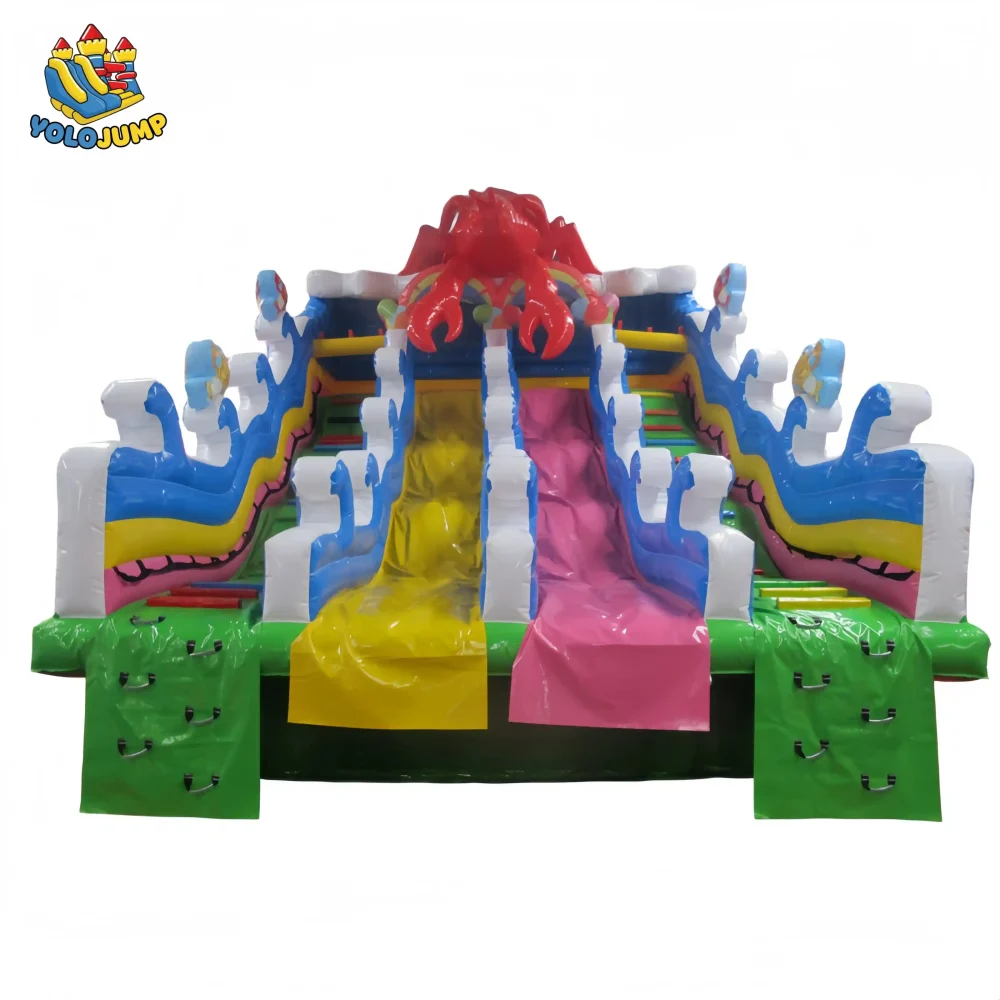 27 ft crayfish design double lane wet dry inflatable bouncy water slide (2)