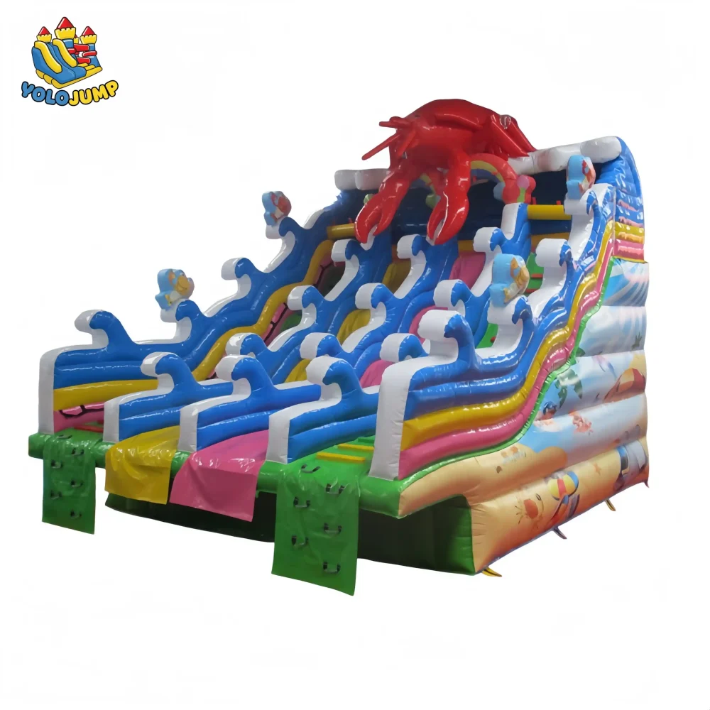27 ft crayfish design double lane wet dry inflatable bouncy water slide