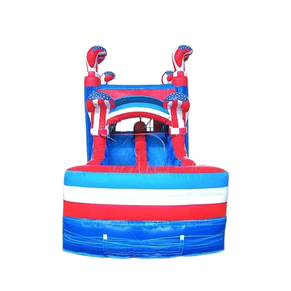 American flag commercial combo inflatable bounce house with slide (2)
