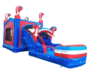 American flag commercial combo inflatable bounce house with slide