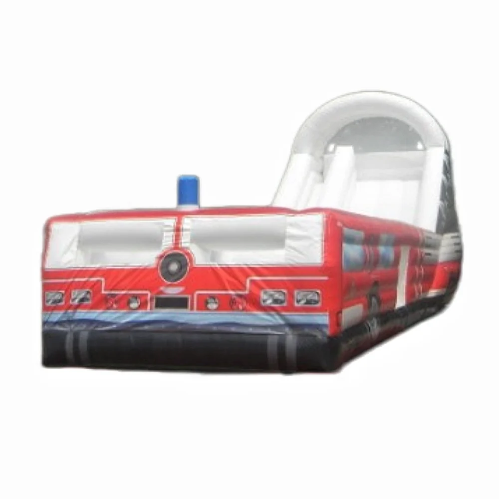 Buying 22 ft fire truck shape single lane inflatable water slides (3)
