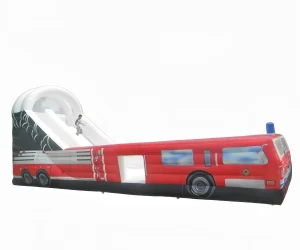 Buying 22 ft fire truck shape single lane inflatable water slides (4)