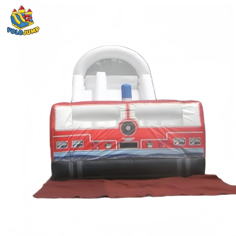Buying 22 ft fire truck shape single lane inflatable water slides
