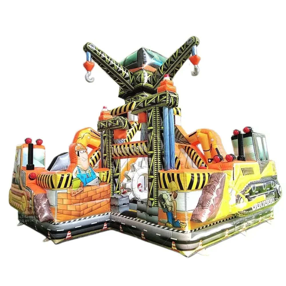 Construction site theme commercial bounce house combo for sale (3)